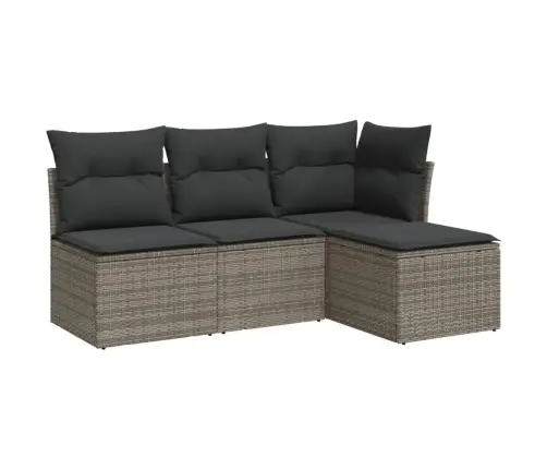 4-Daļīgs Dārza Dīvāna Komplekts Ar Matračiem, Pelēks Pe Pinums Vidaxl