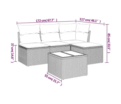 5-Daļīgs Dārza Dīvāna Komplekts, Matrači, Bēša Pe Rotangpalma Vidaxl