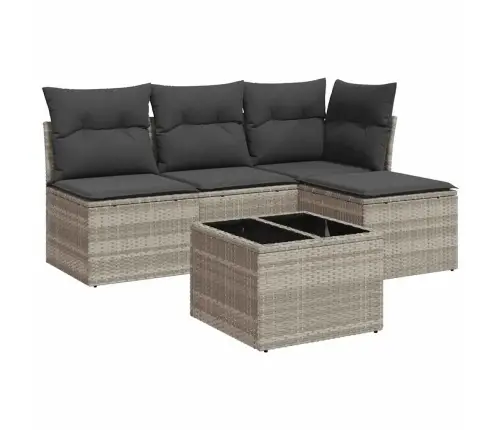 Sofos Komplektas Su Pagalvėlėmis, 5 Dalių, Pilkas, Poliratanas