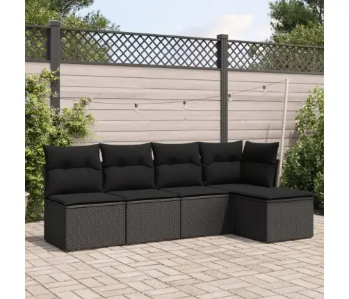 5-Daļīgs Dārza Dīvāna Komplekts Ar Matračiem, Pe Rotangpalma Vidaxl