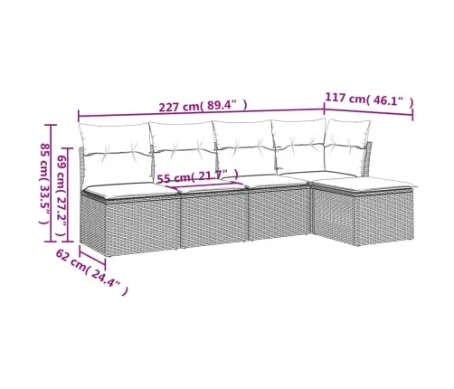 5-Osaline Aiadiivanikomplekt Patjadega, Must, Polürotang