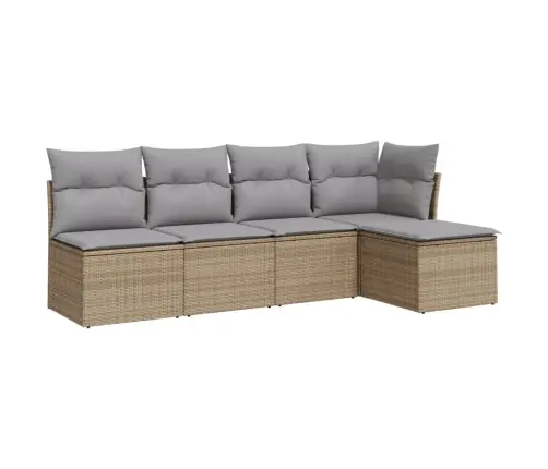 5-Daļīgs Dārza Dīvāna Komplekts, Matrači, Bēša Pe Rotangpalma Vidaxl