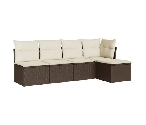 5-Daļīgs Dārza Dīvānu Komplekts, Matrači, Brūna Pe Rotangpalma Vidaxl