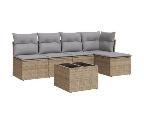 6-Daļīgs Dārza Dīvāna Komplekts, Matrači, Bēša Pe Rotangpalma Vidaxl