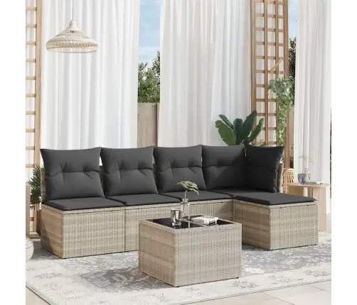 Sofos Komplektas Su Pagalvėlėmis, 6 Dalių, Pilkas, Poliratanas