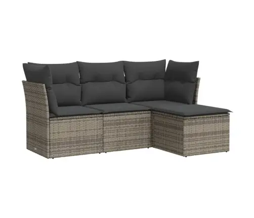 4-Osaline Aiamööbli Komplekt Patjadega, Hall, Polürotang