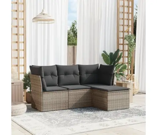 4-Osaline Aiamööbli Komplekt Patjadega, Hall, Polürotang