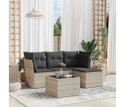 Sofos Komplektas Su Pagalvėlėmis, 5 Dalių, Pilkas, Poliratanas