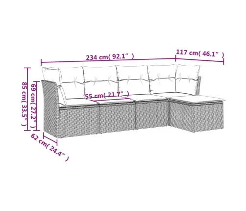 5-Osaline Aiadiivanikomplekt Patjadega, Must, Polürotang