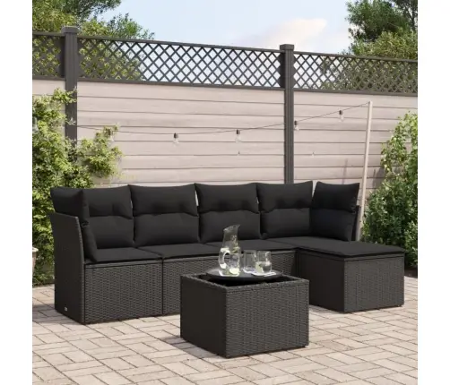 6-Daļīgs Dārza Dīvāna Komplekts, Matrači, Melna Pe Rotanpalma Vidaxl