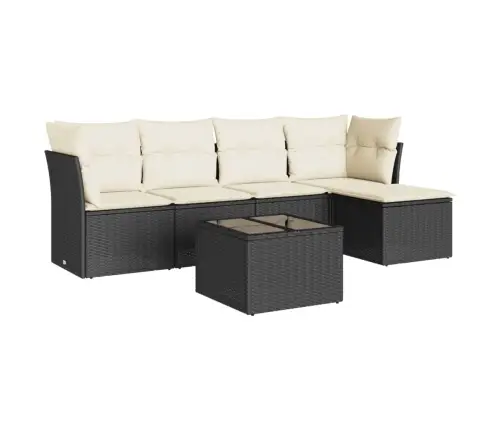 6-Daļīgs Dārza Dīvāna Komplekts, Matrači, Melna Pe Rotanpalma Vidaxl