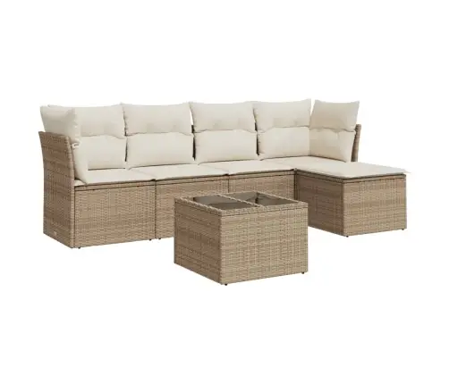 Sofos Komplektas Su Pagalvėlėmis, 6 Dalių, Smėlio, Poliratanas