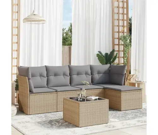 6-Osaline Aiadiivani Komplekt Patjadega, Beež, Polürotang