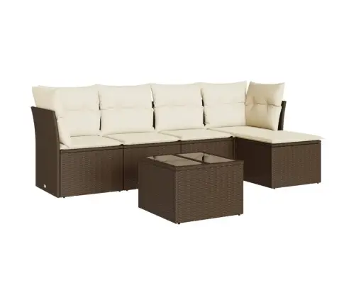 Sofos Komplektas Su Pagalvėlėmis, 6 Dalių, Rudas, Poliratanas