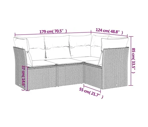 Sodo Komplektas Su Pagalvėlėmis, 4 Dalių, Juodas, Poliratanas