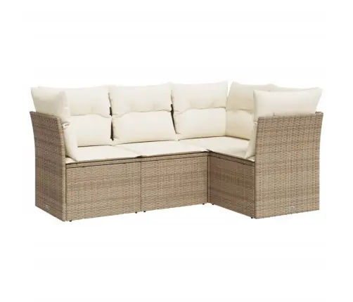 4-Daļīgs Dārza Dīvāna Komplekts, Matrači, Bēša Pe Rotangpalma Vidaxl