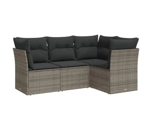 4-Daļīgs Dārza Dīvāna Komplekts Ar Matračiem, Pelēks Pe Pinums Vidaxl