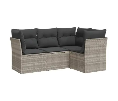 4-Daļīgs Dārza Dīvānu Komplekts,Matrači, Gaiši Pelēka Pe Pinums Vidaxl