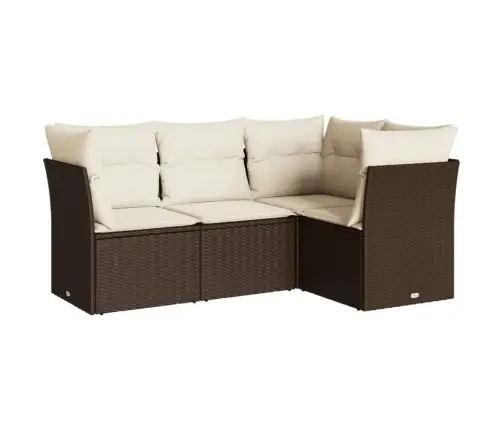 4-Daļīgs Dārza Dīvānu Komplekts, Matrači, Brūna Pe Rotangpalma Vidaxl