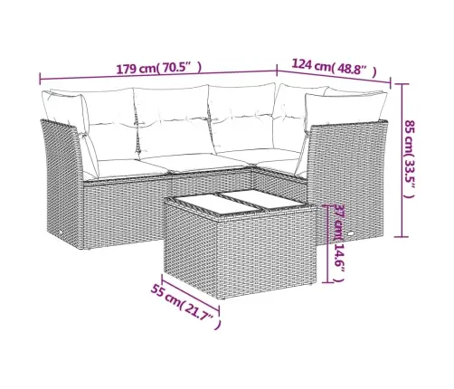 5-Daļīgs Dārza Dīvāna Komplekts Ar Matračiem, Pe Rotangpalma Vidaxl