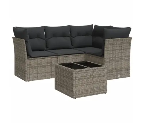 5-Osaline Aiamööblikomplekt Istmepatjadega, Polürotang, Hall