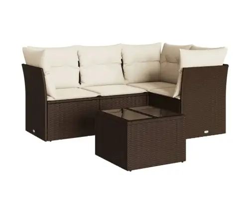 5-Daļīgs Dārza Dīvānu Komplekts, Matrači, Brūna Pe Rotangpalma Vidaxl