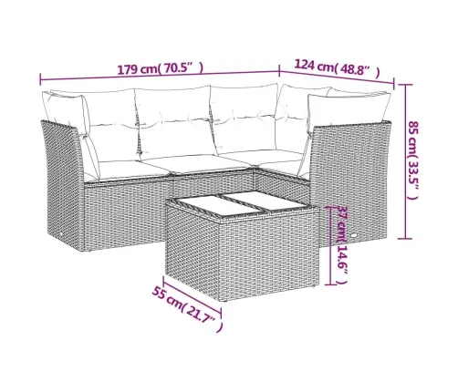5-Daļīgs Dārza Dīvānu Komplekts, Matrači, Brūna Pe Rotangpalma Vidaxl