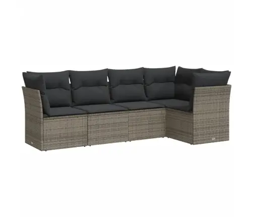 Sofos Komplektas Su Pagalvėlėmis, 5 Dalių, Pilkas, Poliratanas