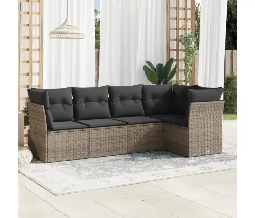 Sofos Komplektas Su Pagalvėlėmis, 5 Dalių, Pilkas, Poliratanas