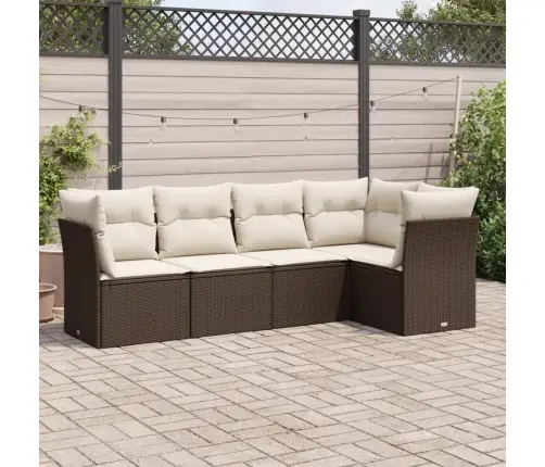 5-Daļīgs Dārza Dīvānu Komplekts, Matrači, Brūna Pe Rotangpalma Vidaxl