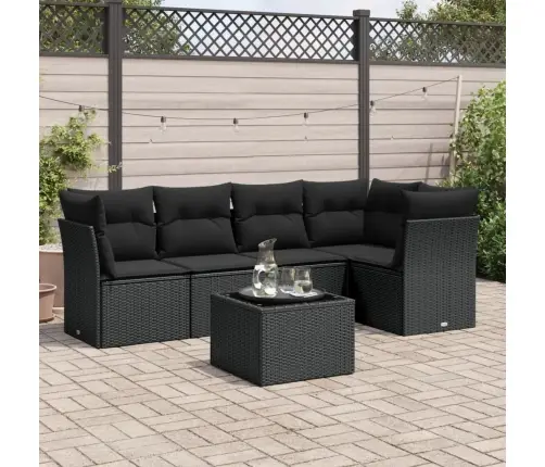 6-Daļīgs Dārza Dīvāna Komplekts, Matrači, Melna Pe Rotanpalma Vidaxl