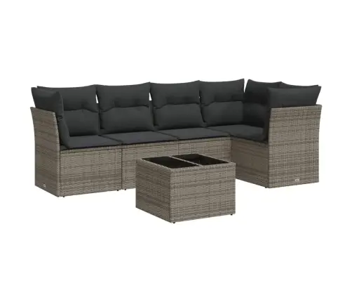 6-Daļīgs Dārza Dīvāna Komplekts Ar Matračiem, Pelēks Pe Pinums Vidaxl