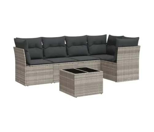 Sofos Komplektas Su Pagalvėlėmis, 6 Dalių, Pilkas, Poliratanas