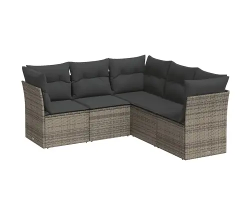 5-Daļīgs Dārza Dīvāna Komplekts Ar Matračiem, Pelēks Pe Pinums Vidaxl