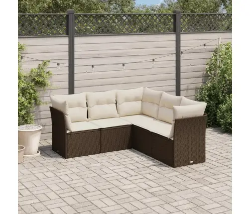 5-Osaline Aiamööblikomplekt Patjadega, Pruun, Polürotang