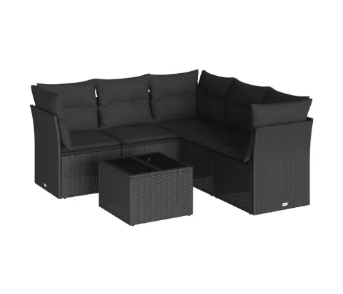 6-Daļīgs Dārza Dīvāna Komplekts, Matrači, Melna Pe Rotanpalma Vidaxl