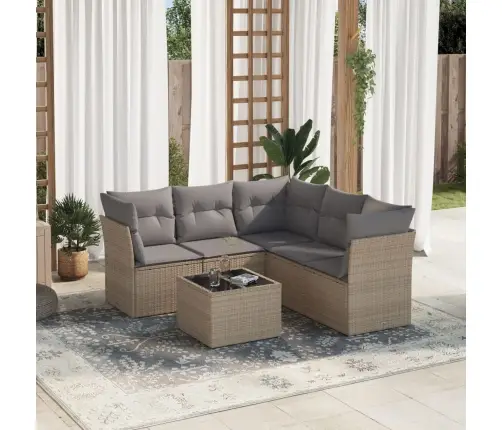 6-Daļīgs Dārza Dīvāna Komplekts, Matrači, Bēša Pe Rotangpalma Vidaxl