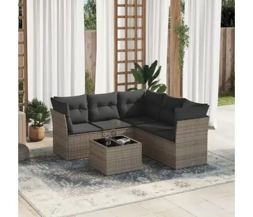 Sofos Komplektas Su Pagalvėlėmis, 6 Dalių, Pilkas, Poliratanas