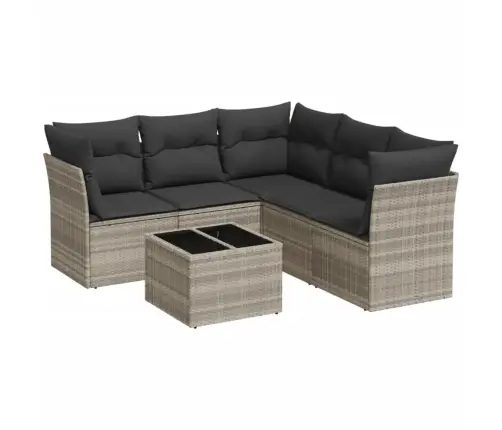 6-Daļīgs Dārza Dīvānu Komplekts,Matrači, Gaiši Pelēka Pe Pinums Vidaxl