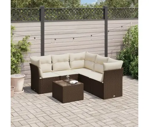 6-Daļīgs Dārza Dīvānu Komplekts, Matrači, Brūna Pe Rotangpalma Vidaxl