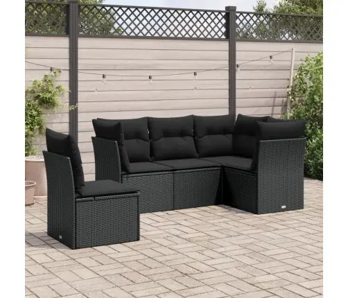 Sodo Komplektas Su Pagalvėlėmis, 5 Dalių, Juodas, Poliratanas