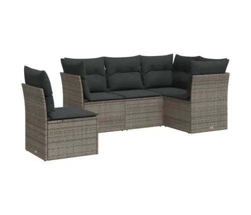 Sofos Komplektas Su Pagalvėlėmis, 5 Dalių, Pilkas, Poliratanas