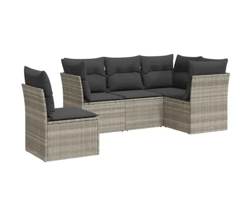 Sofos Komplektas Su Pagalvėlėmis, 5 Dalių, Pilkas, Poliratanas