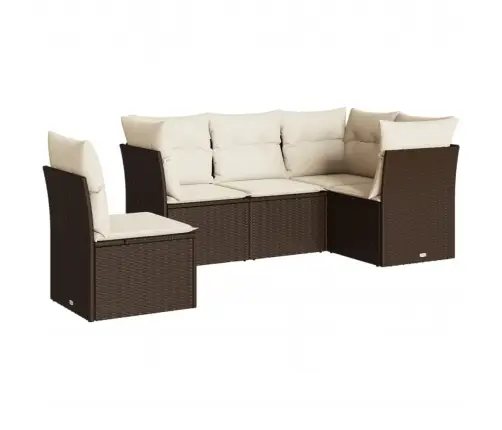 5-Osaline Aiamööblikomplekt Patjadega, Pruun, Polürotang