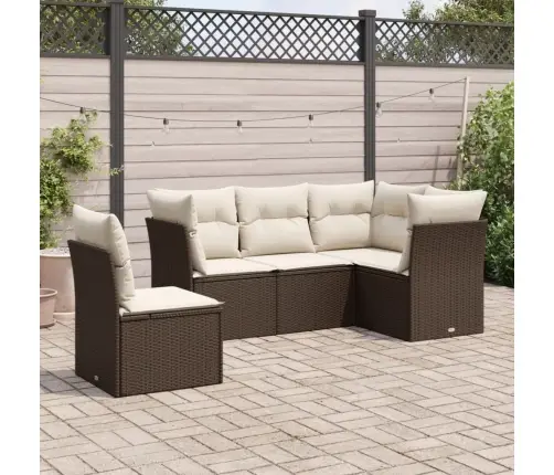 5-Osaline Aiamööblikomplekt Patjadega, Pruun, Polürotang