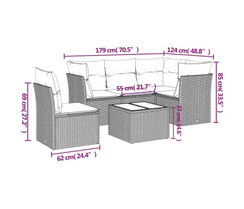 Sofos Komplektas Su Pagalvėlėmis, 6 Dalių, Juodas, Poliratanas