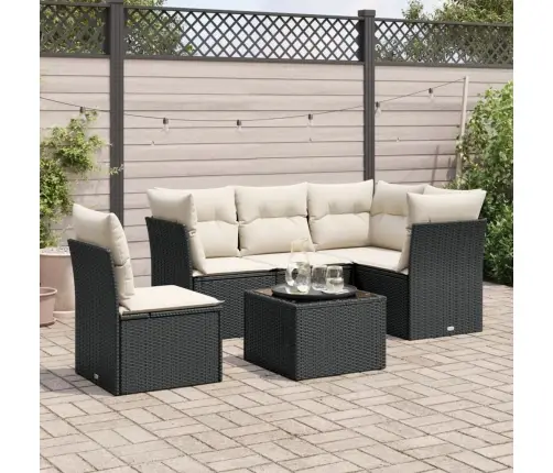 6-Daļīgs Dārza Dīvāna Komplekts, Matrači, Melna Pe Rotanpalma Vidaxl