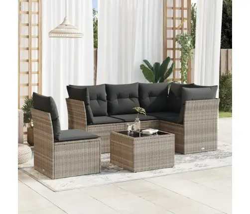 6-Daļīgs Dārza Dīvānu Komplekts,Matrači, Gaiši Pelēka Pe Pinums Vidaxl