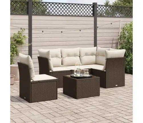 6-Osaline Aiamööblikomplekt Patjadega, Pruun, Polürotang