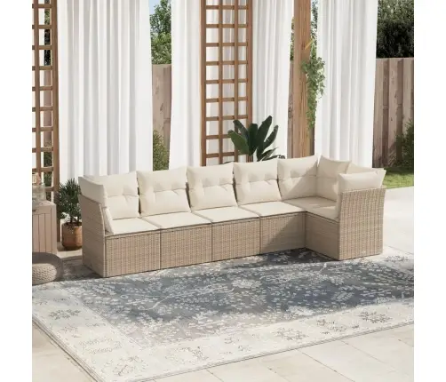 Sofos Komplektas Su Pagalvėlėmis, 6 Dalių, Smėlio, Poliratanas